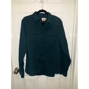 Flint and Tinder  Double Gauze Shirt  L/S Green/Teal size medium
